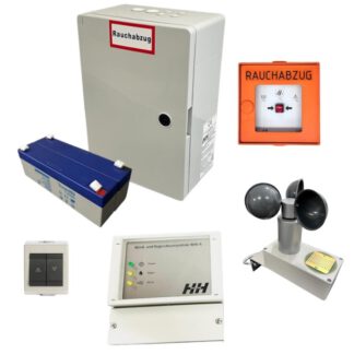 RWA-Treppenhaus-Set: RWA-Zentrale mit Taster, Lüftung und Wind/Regensteuerung